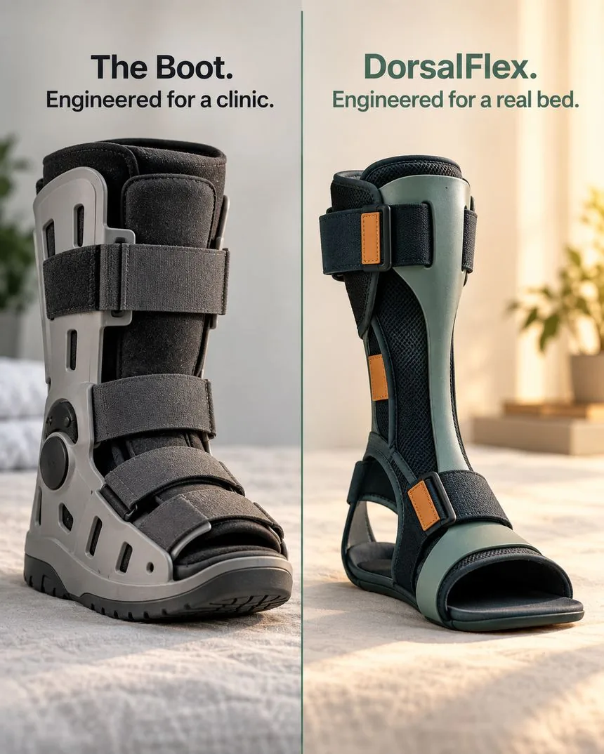 DorsalFlex night splint with the 60 Day Trial seal — Full refund · No questions · No restocking fee.