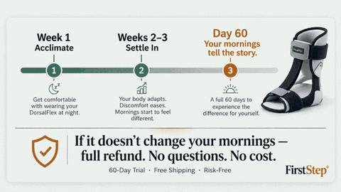 Acclimation timeline — Week 1: Acclimate, Weeks 2–3: Settle in, Day 60: Full refund guarantee if it doesn't work.