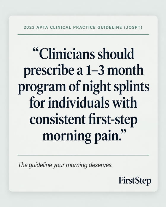 2023 APTA Clinical Practice Guideline recommendation card for night splints in plantar fasciitis treatment.