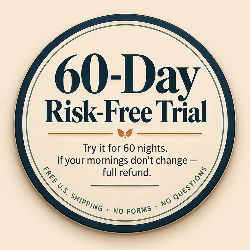 60-Day Risk-Free Trial — try it for 60 nights, if your mornings do not change, full refund