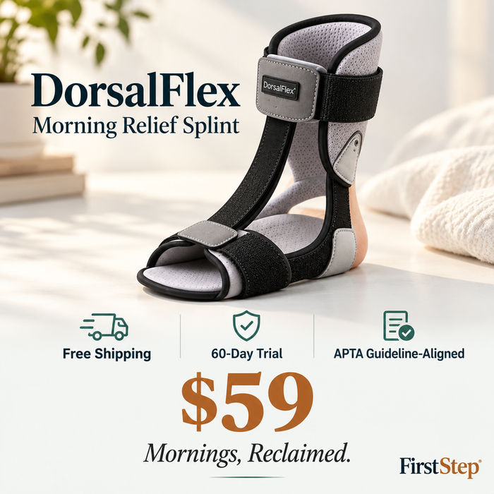 DorsalFlex product hero — $59, Free Shipping, 60-Day Trial. Mornings, Reclaimed.